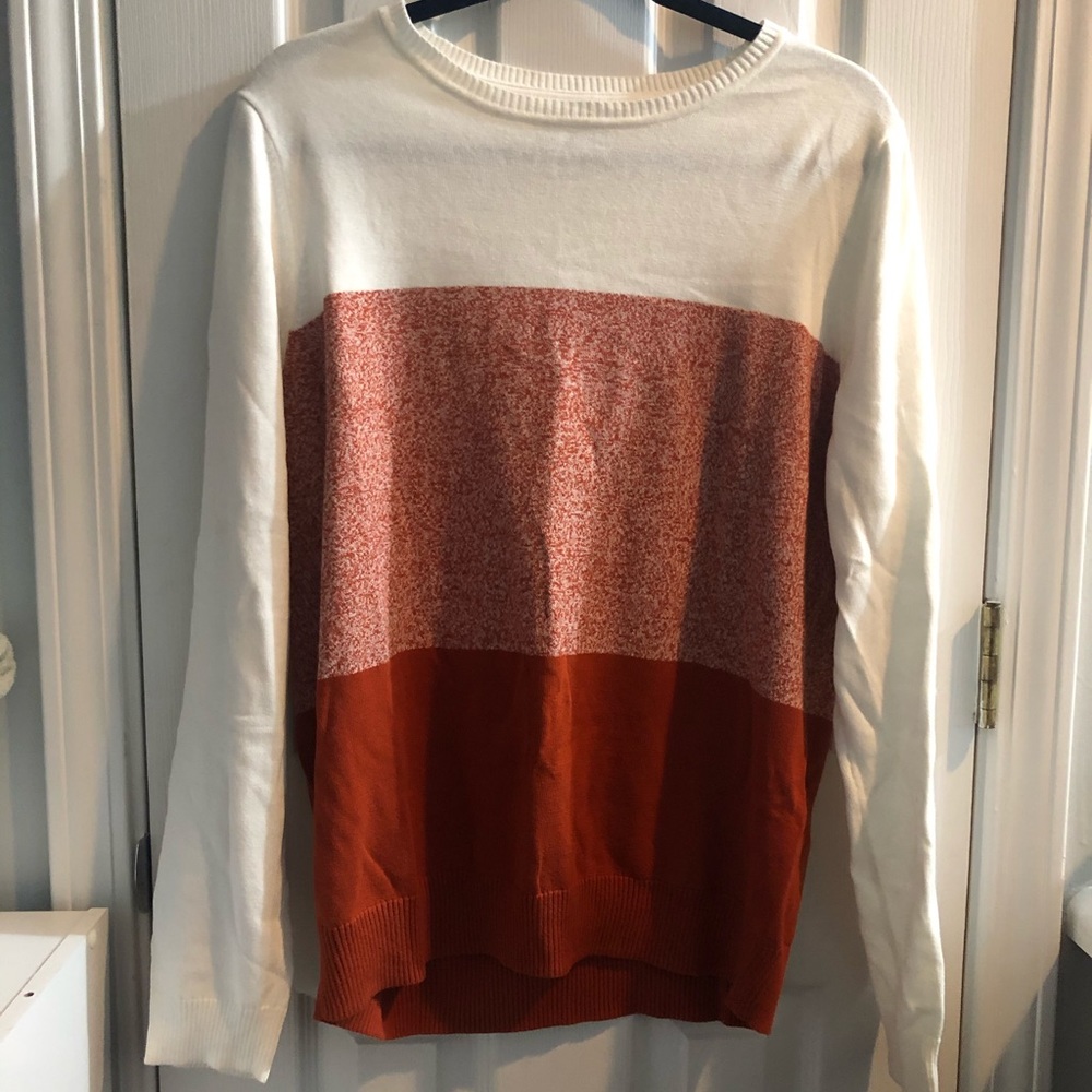 Orange and white color block sweater 🍊